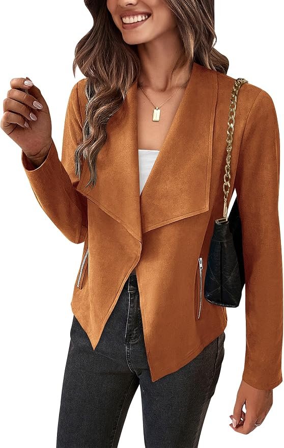 Partly cloudy, fully styled in Jacket — Prettygarden Women's Fall Fashion Faux Suede Jackets