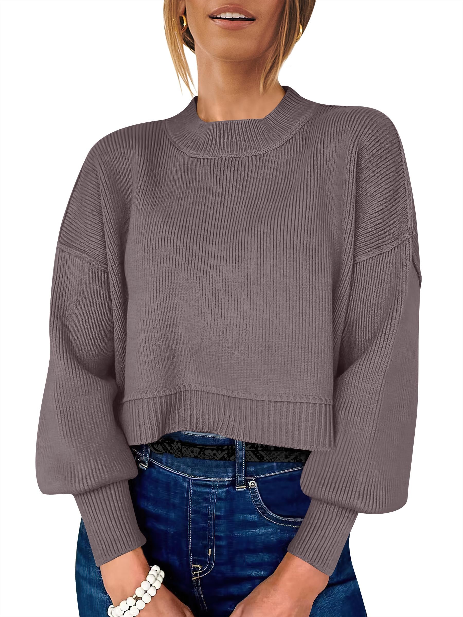 The morning outfit that began with Cropped Top — Anrabess Cropped Sweaters for Women Long Sleeve Oversized Fall Outfits