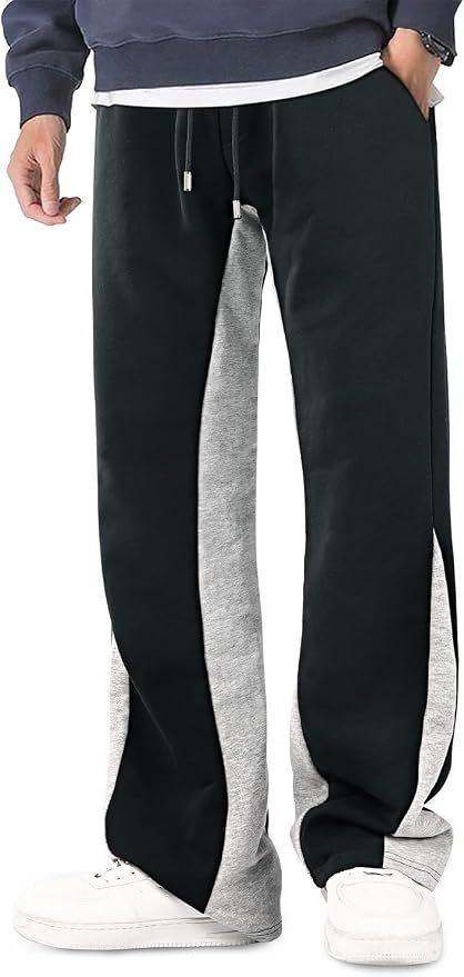 No notes, just Jacket — Gingtto Men's Sweatpants Open Bottom with Pockets Stacked Flared Track Pants