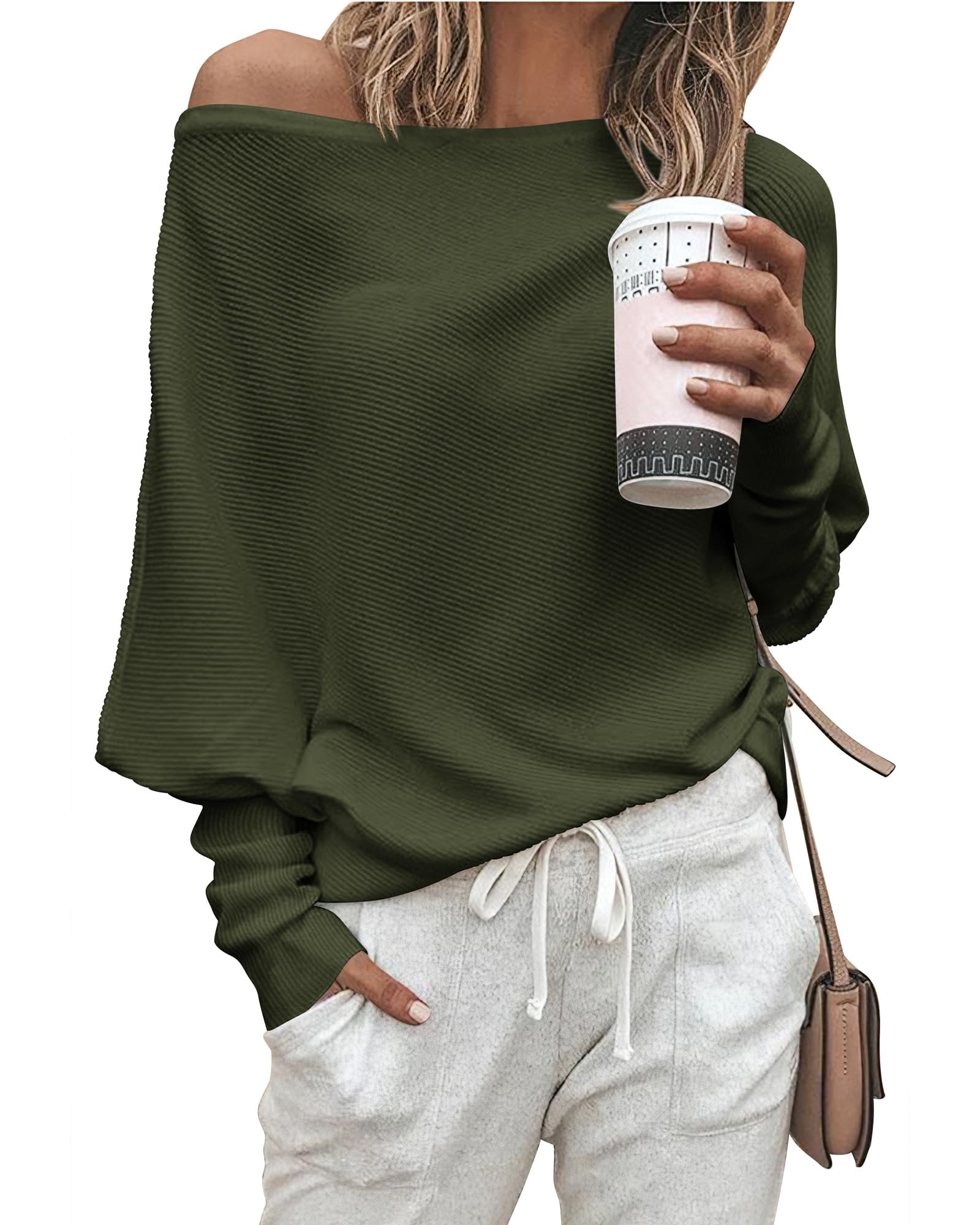 A well-suited punchline featuring Off-The-Shoulder Top — Zenlonr Womens Off The Shoulder Sweater Knit Pullovers Tops