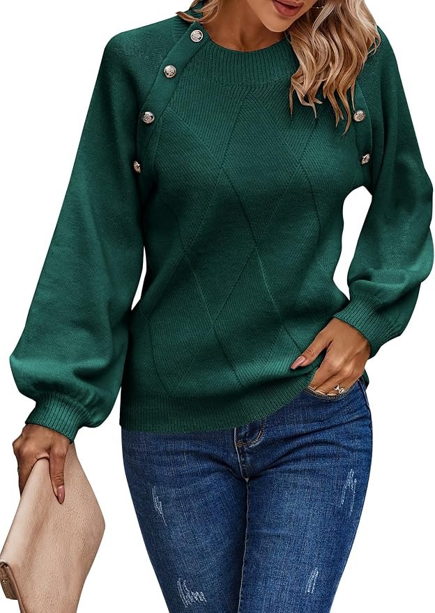 Heat wave, meet Top — Aovde Women's Batwing Long Sleeve Sweaters Fall Winter Crewneck Ribbed Knit Warm Tunic Pullover Jumpers Tops