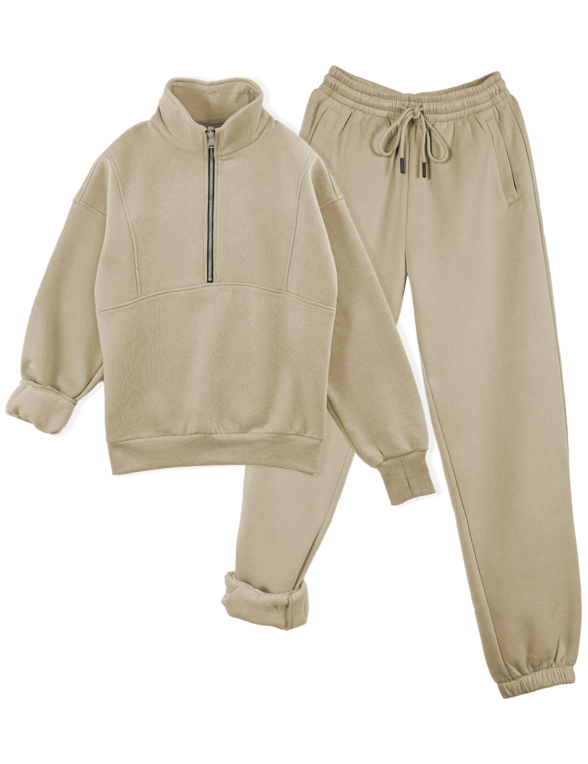 Wind advisory: Jacket may steal the scene — Taqcux Womens Fleece Lined Sweatsuit Sweatpants and Sweatshirts Sweat Sets