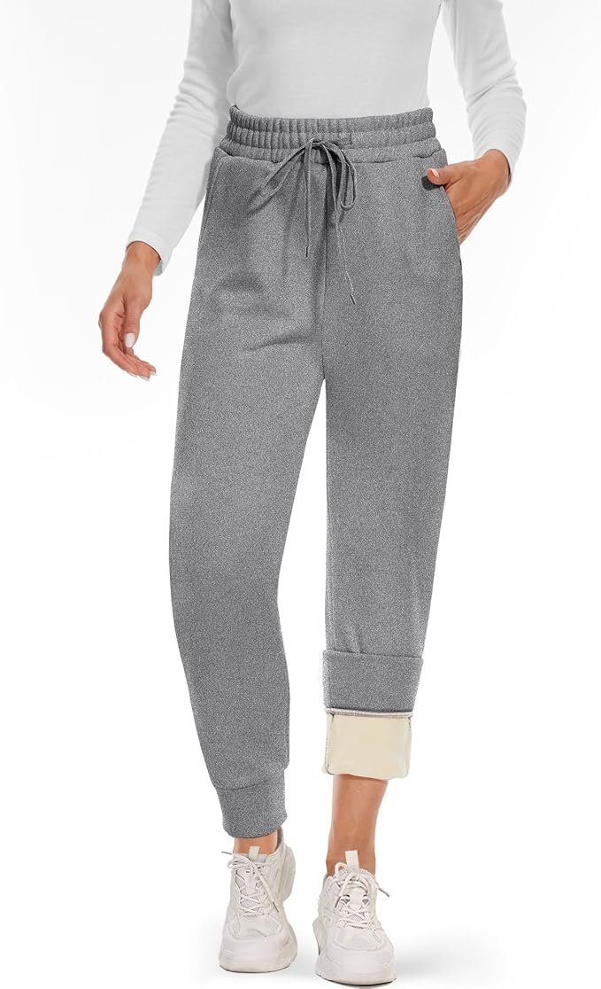 The schedule said casual; Sweatshirt heard camera-ready — Campsnail Fleece Lined Pants Women - Winter Warm Thermal Joggers Sweatpants