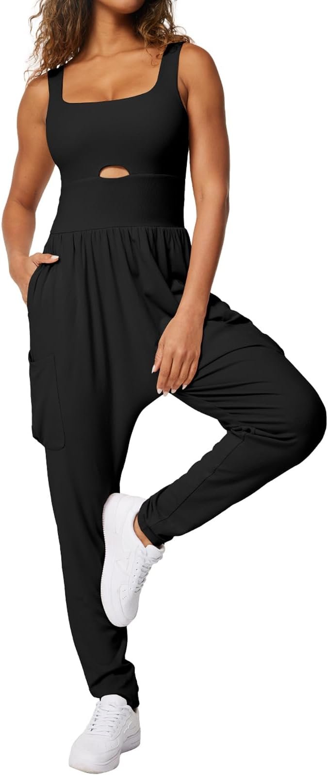 The schedule said casual; Dress heard camera-ready — Casei Jumpsuits for Women Casual Summer Rompers Sleeveless Loose Strap Baggy Overalls Yoga Harem Jumpers with Pockets