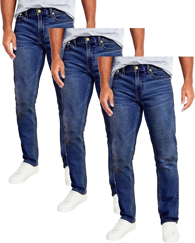 Getting the proportions right with T-Shirt — Galaxy by Harvic Mens Jeans 3-Pack Flex Stretch Slim Straight Pants - 5 Pocket Comfort Stretch Jeans for Men, Sizes 30-42