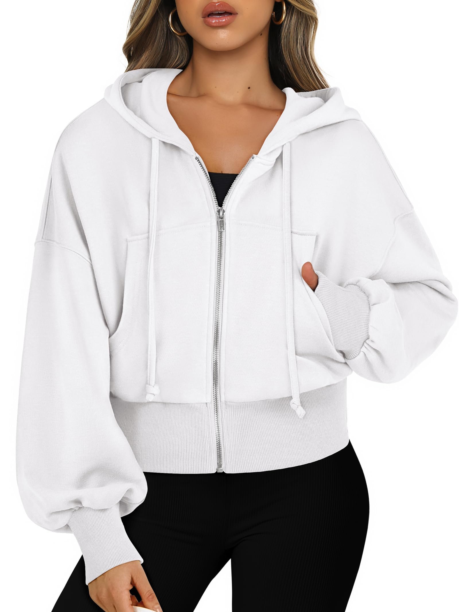 Cold front, warm welcome for Cropped Sweatshirt — Anrabess Women's Zip Up Hoodie Cropped Sweatshirt
