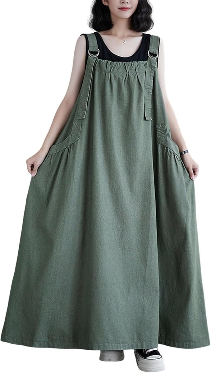 Wind advisory: Jeans may steal the scene — Anzber Women's Denim Jumper Dress Adjustable Strap Oversize Jean Overall