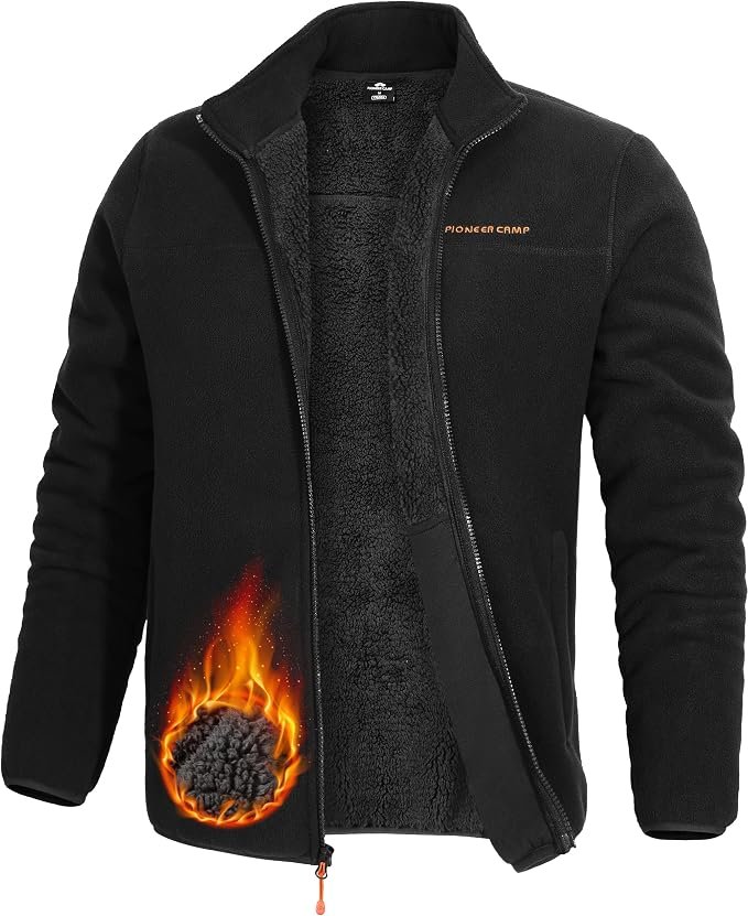 Jacket have me hemming and hawing — Pioneer Camp Men's Polar Fleece Sherpa Lined Jacket Warm Full Zip Up Thick Jacket Soft Outwear Winter Coat with Zipper Pocket