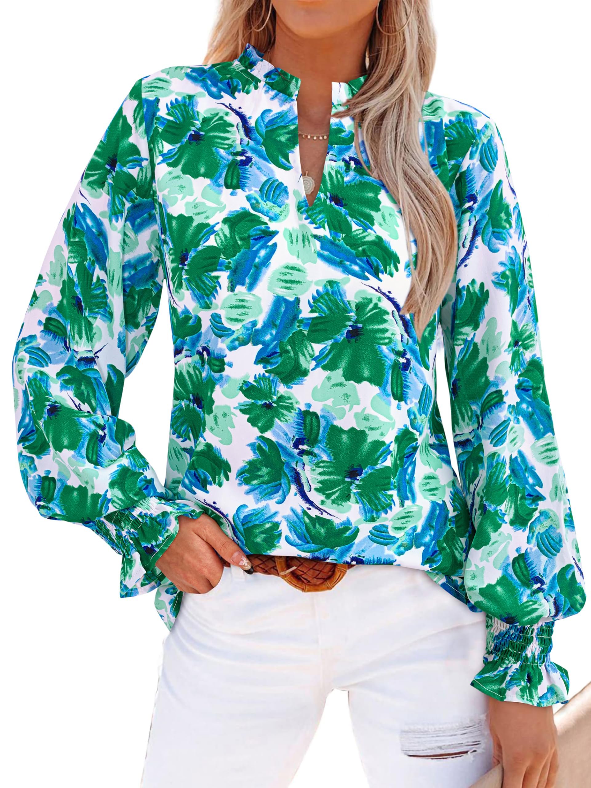 Closet called. Blouse picked up — Mascomoda Womens Boho Floral Long Sleeve Loose Chiffon Blouses