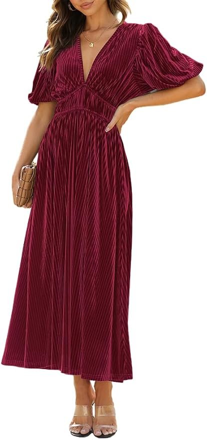 Plans changed. Dress did not panic — Maxigerui Women's Velvet Maxi Dress Formal Dresses for Wedding Guest Dress