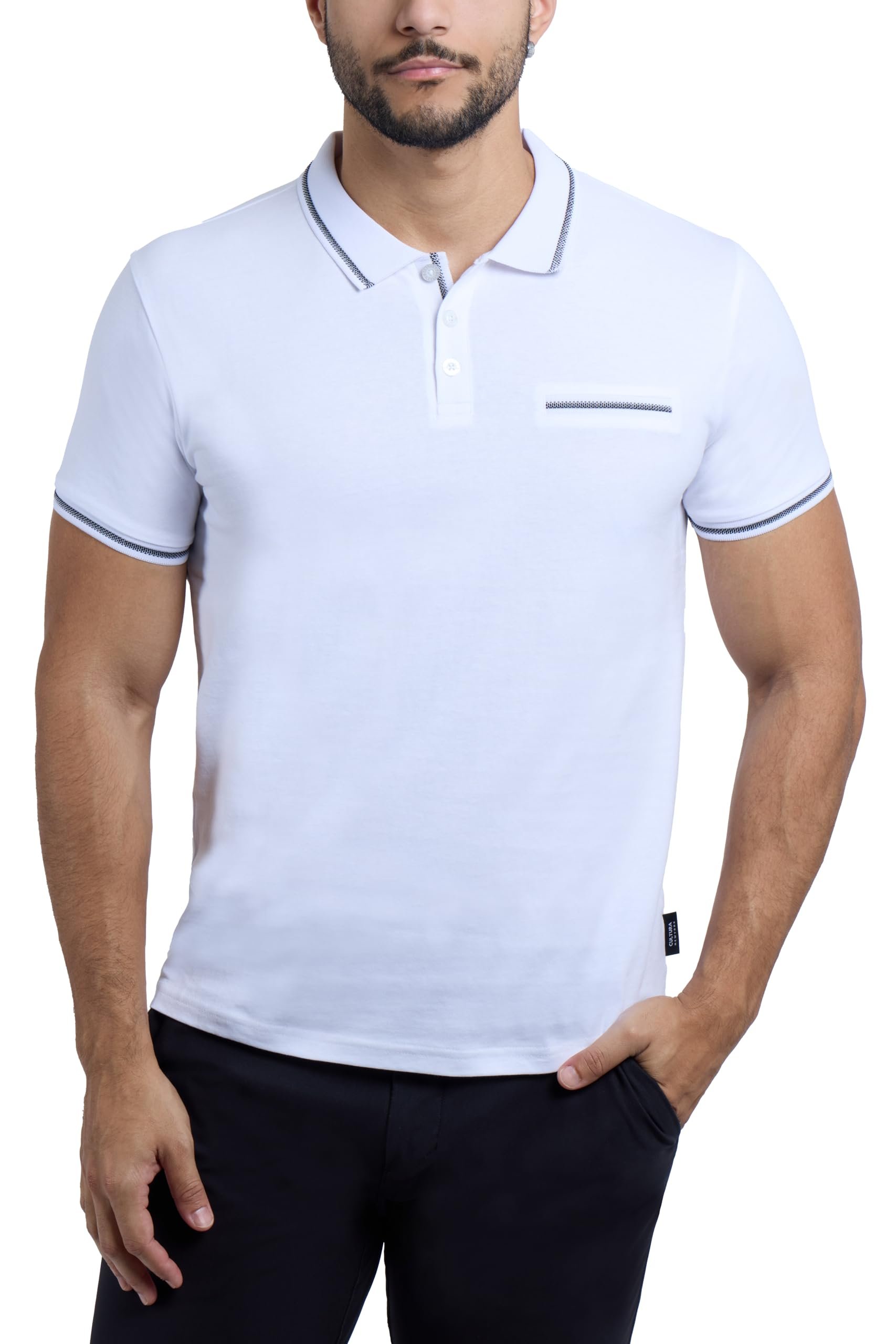 A little shade, a lot of Shorts — X Ray CULTURA AZURE Cutura Men's Polo Shirts Short Sleeves, 100% Cotton Polo with Jaquard Rib and Faux Chest Pocket for Men