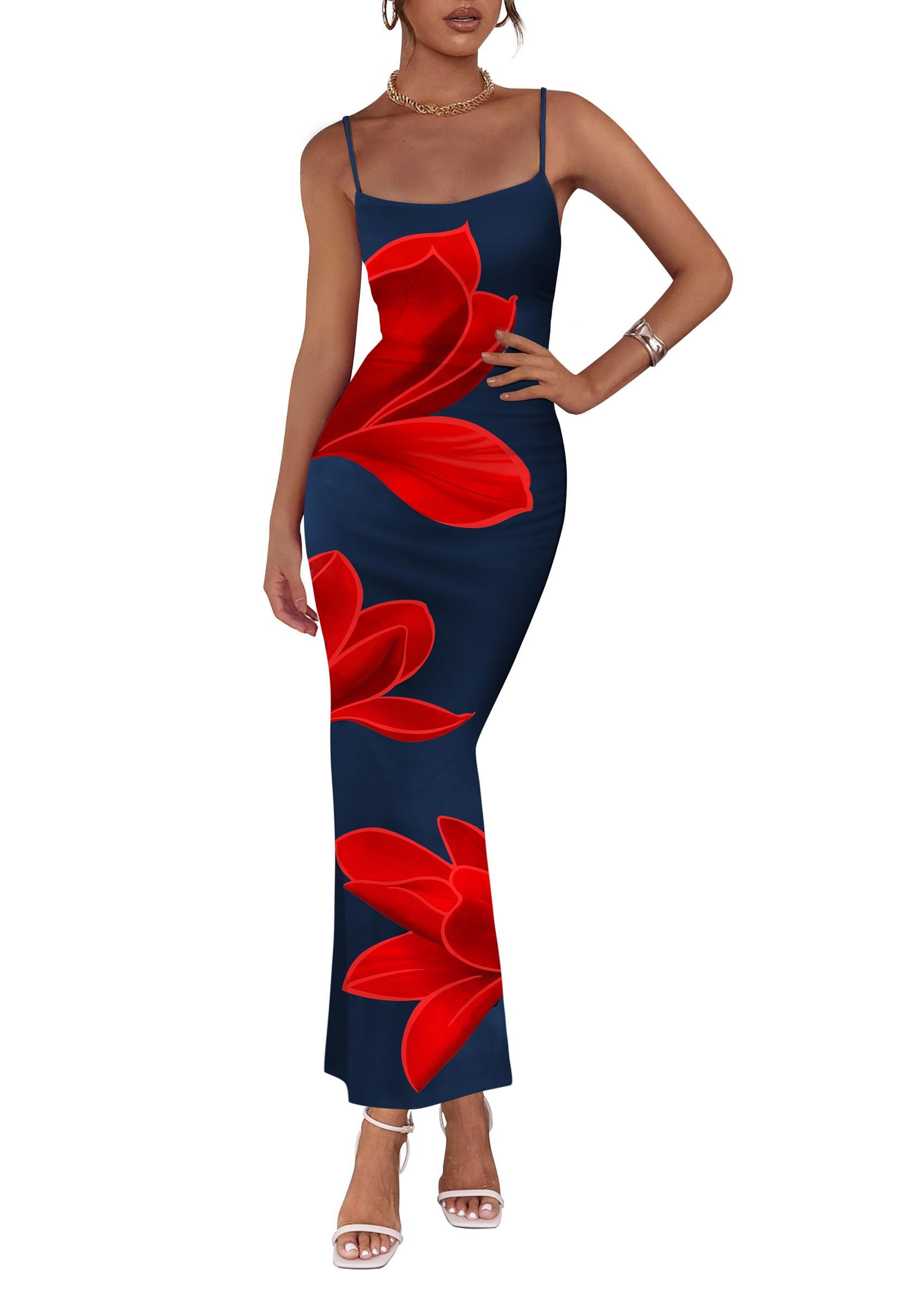I wore Dress; the day developed a personality — Prettygarden Women's Spaghetti Strap Floral Maxi Dress