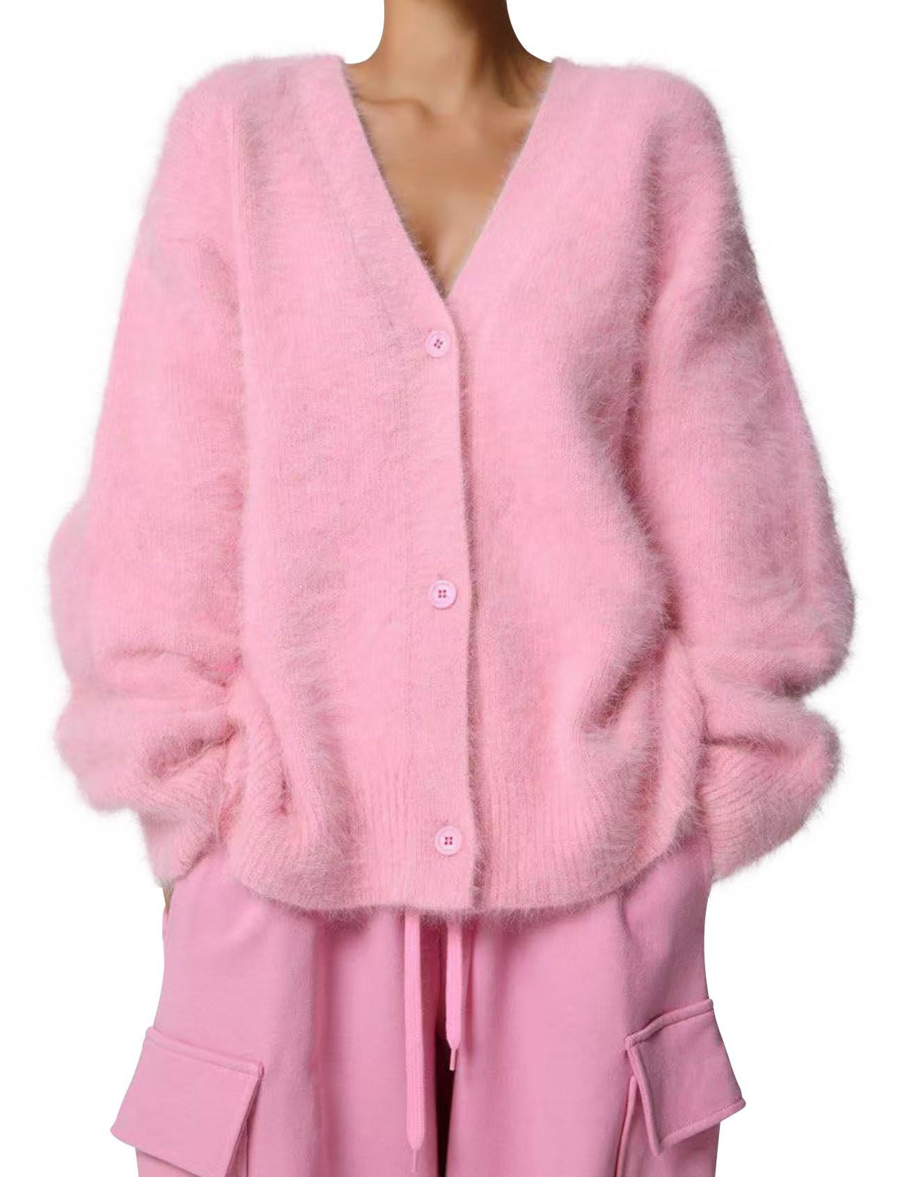 Jacket have me hemming and hawing — Cozypoin Womens Fuzzy Cardigan Sweater V Neck Button Down Soft Knit Coat