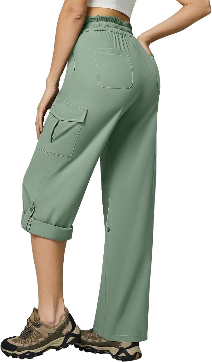 The schedule said casual; Jacket heard camera-ready — Casei Women's Cargo Capris Quick Dry Lightweight Water Resistant Roll Up Hiking Pants with 6 Pockets Travel Casual Outdoor