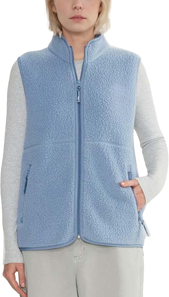 A little shade, a lot of Lightweight Jacket — Hixiaohe Sherpa Fleece Vest for Women Trendy Warm Sleeveless Vests Jacket Lightweight Zip Coats with Pockets Fall Outerwear