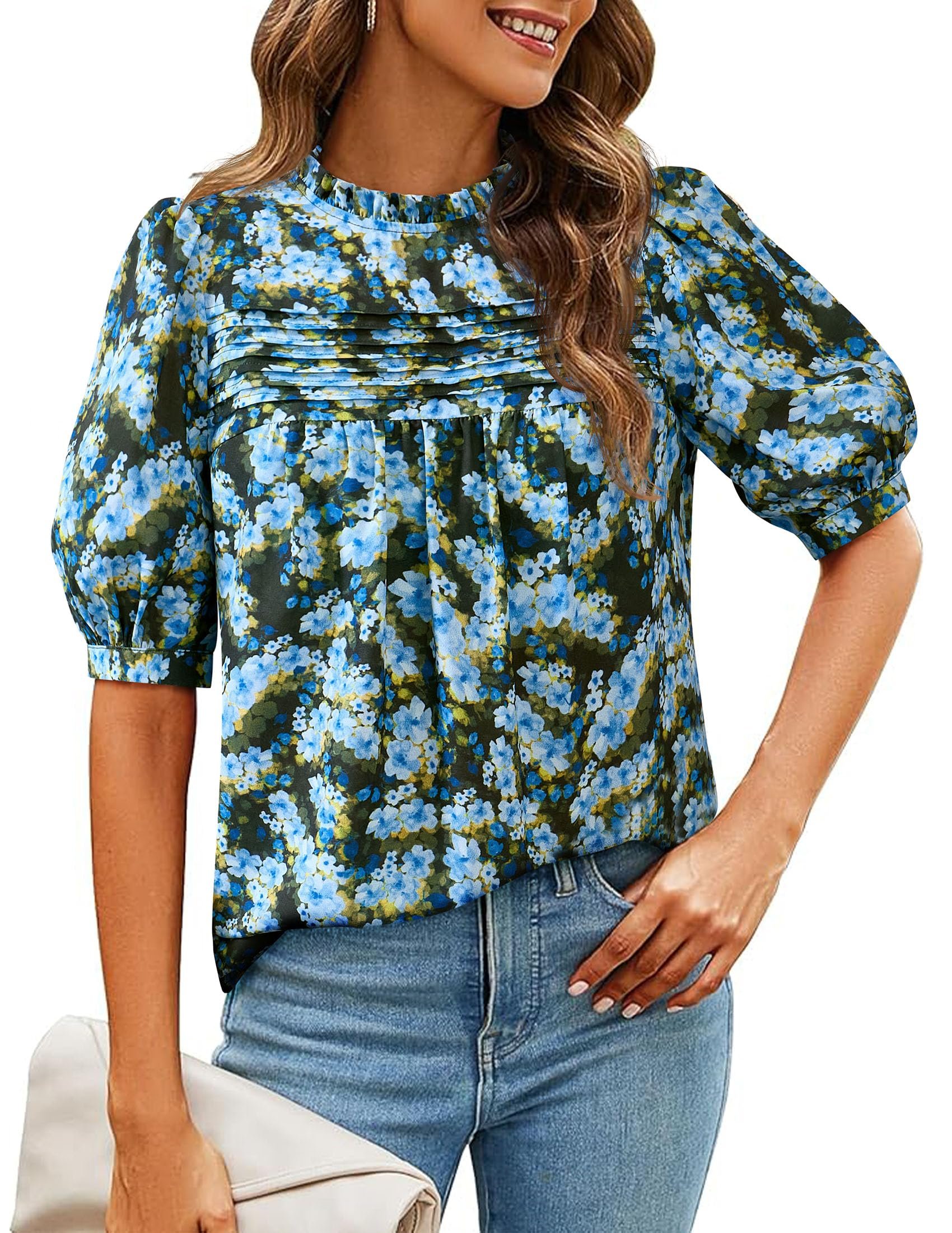 Watering plants in something with pockets — Prettygarden Womens Floral Blouses Dressy Casual