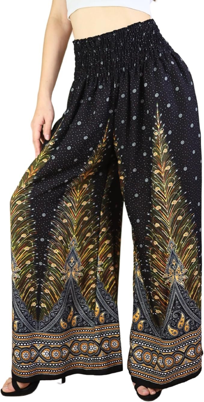 A closer look at how Cropped Shorts moves — Boho Pants Palazzo Pants for Women with Pockets| Wide Leg high Waisted Flowy Pants for Women | Summer, Cruise, Vacation