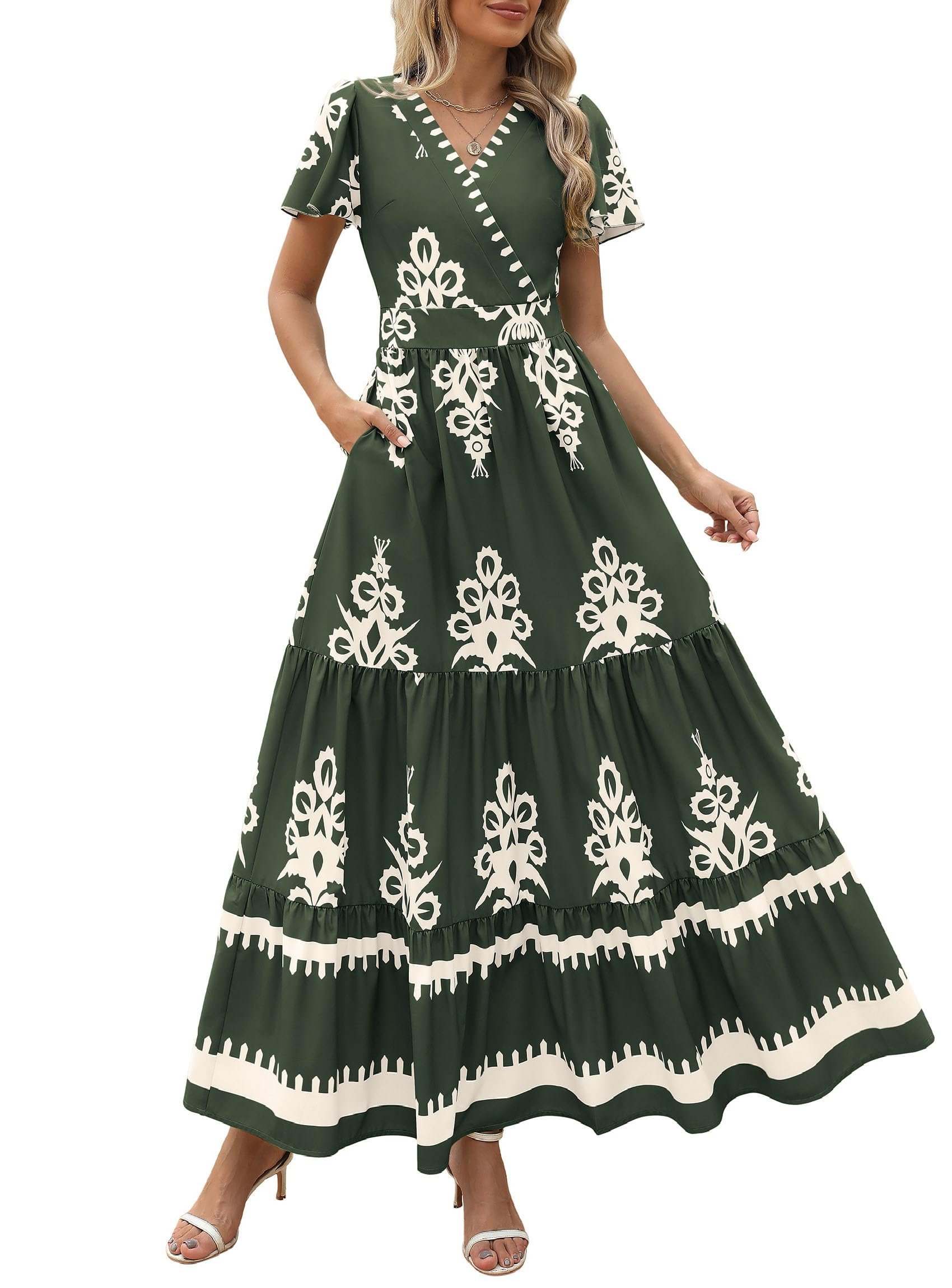 The schedule said casual; Dress heard camera-ready — Prettygarden Womens Floral Boho Maxi Dress