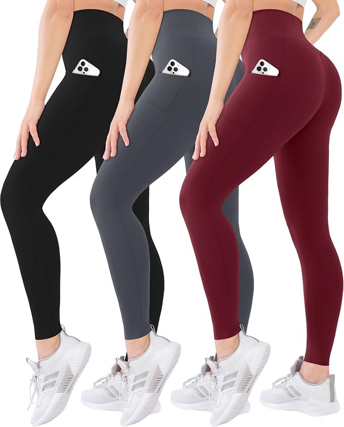 No notes, just Top — Blisset 3 Pack High Waisted Leggings for Women with Pockets Soft Active Tummy Control Pants for Yoga Running & Daily Wear