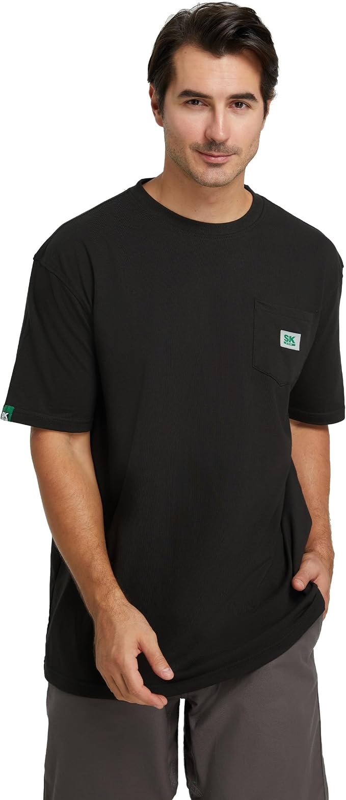 I wore T-Shirt; the day developed a personality — Skpro Men's T-Shirt, Oversized T Shirts Short Sleeve Work Shirts Pocket Tee