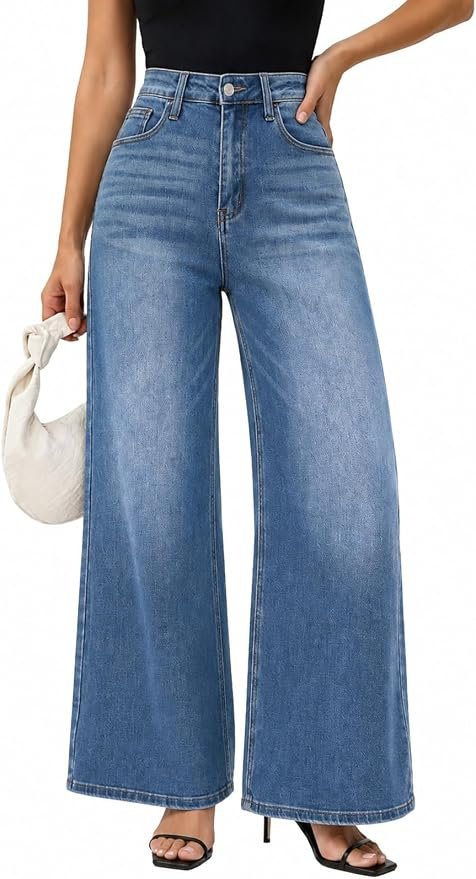 No notes, just Dress — BlueMoment Women's Wide Leg Jeans High Waisted Stretchy Denim Pants