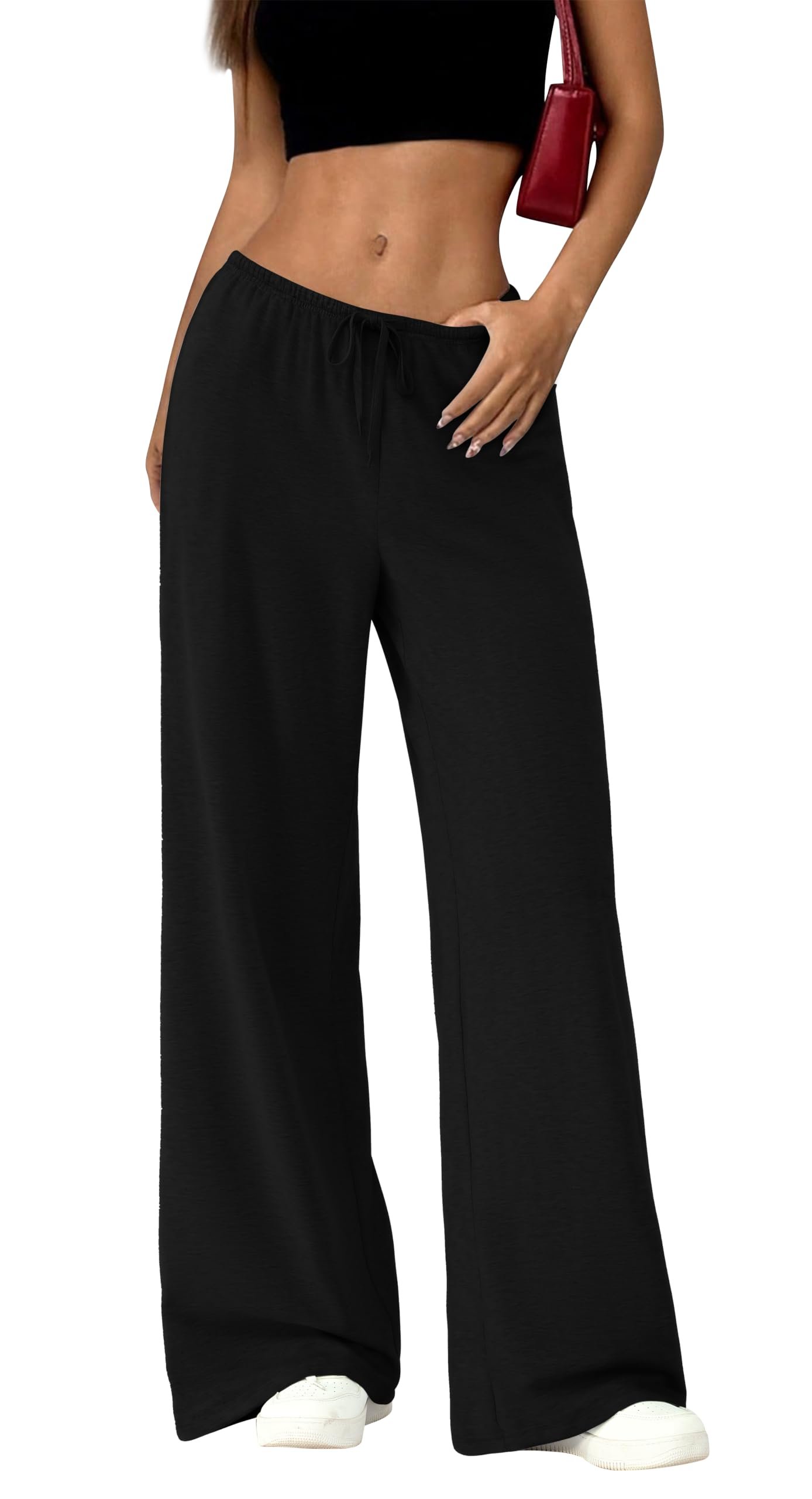 No notes, just Cropped Jacket — Okiwam Womens Wide Leg Pants High Waisted Lightweight Sweatpants