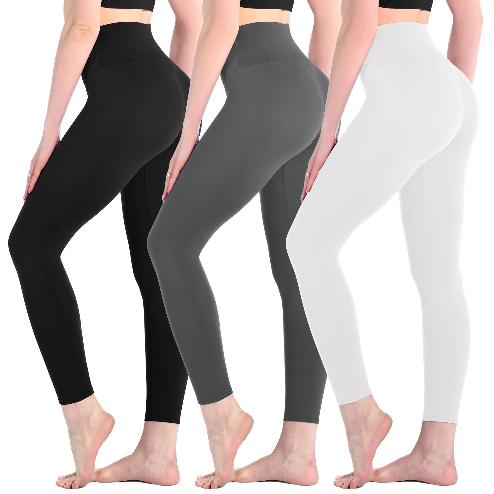 No notes, just Jacket — Leafigure 3 Pack Leggings for Women,High Waisted Soft Yoga Pants