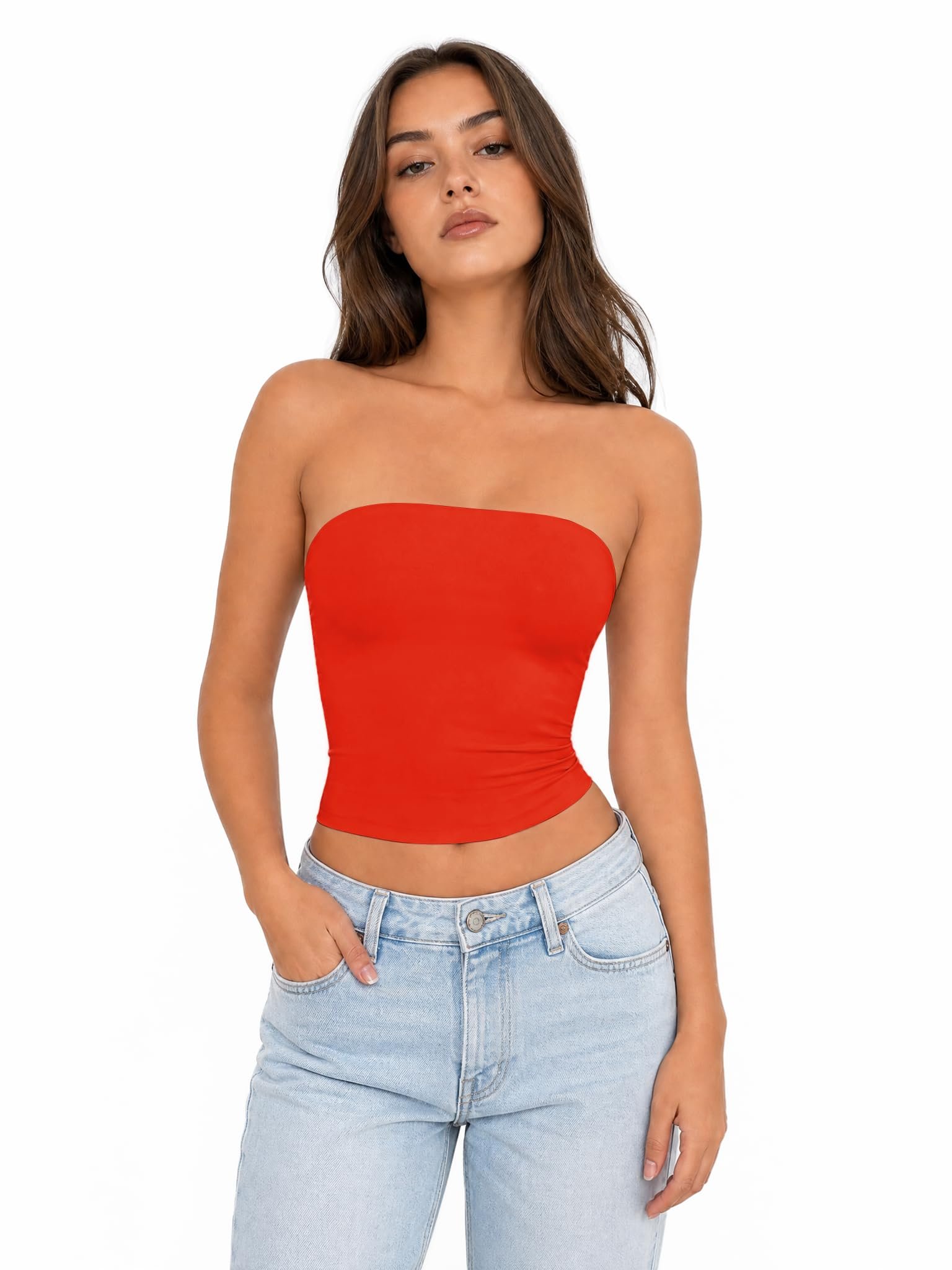 Double-Lined Tank Top turned five minutes into a fit check — Flyshewin Women Sexy Tube Top Summer Y2K Going Out Double Lined Basic Tank Top