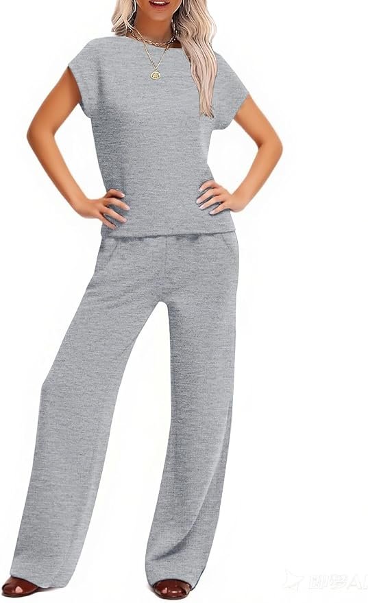 Wide-Leg Shorts made getting dressed suspiciously easy — Cocomarts Two Piece Sets for Women Summer Lounge Sets Short Sleeve Wide Leg Casual Beach Vacation Outfits Sweatsuit Tracksuit