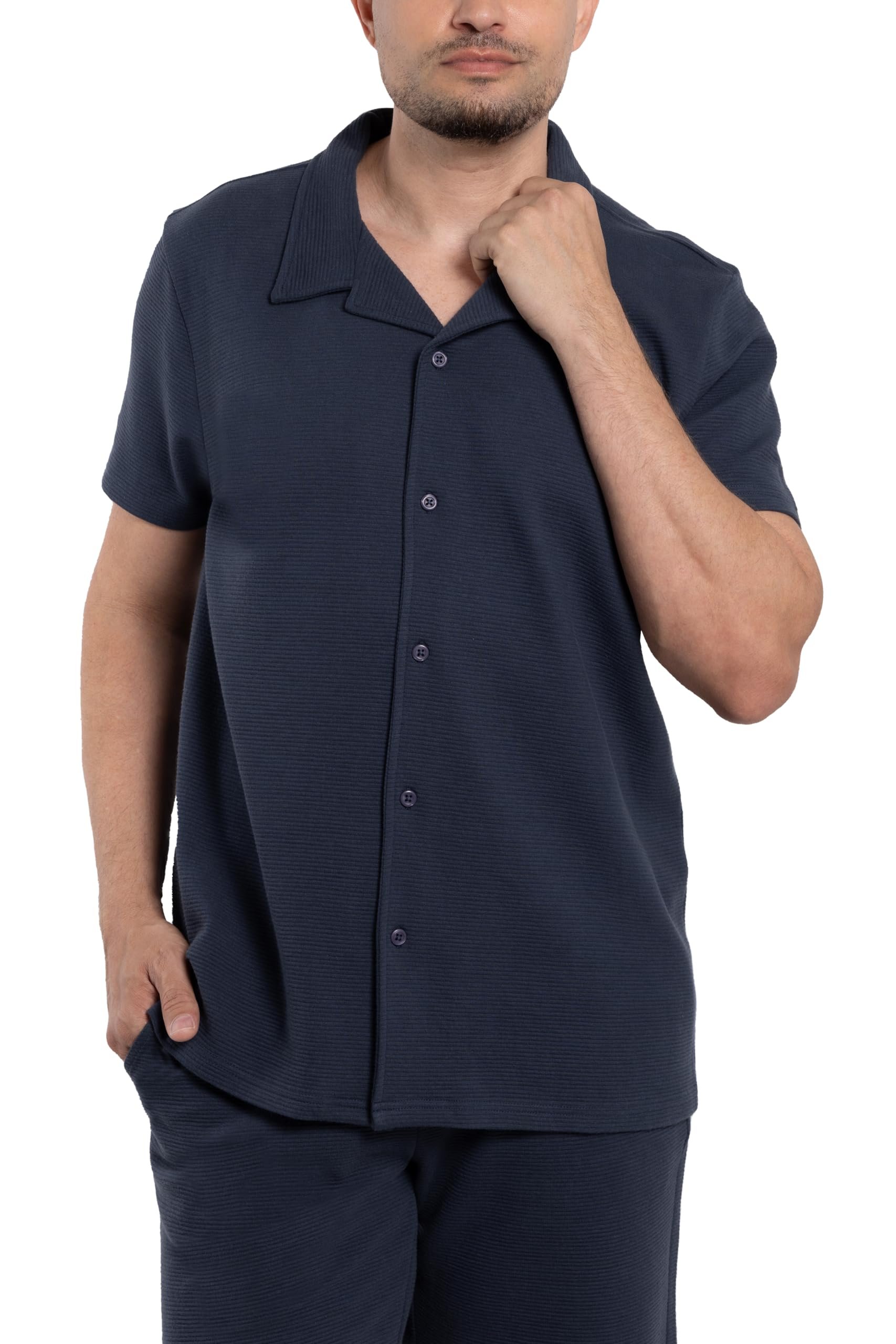 Fit check: Shorts chose the whole mood — X Ray Men's Casual Classic Fit Terry Cloth Camp Collar Polo Shirt for Summer, Short Sleeve Polo Beach Shirt for Men