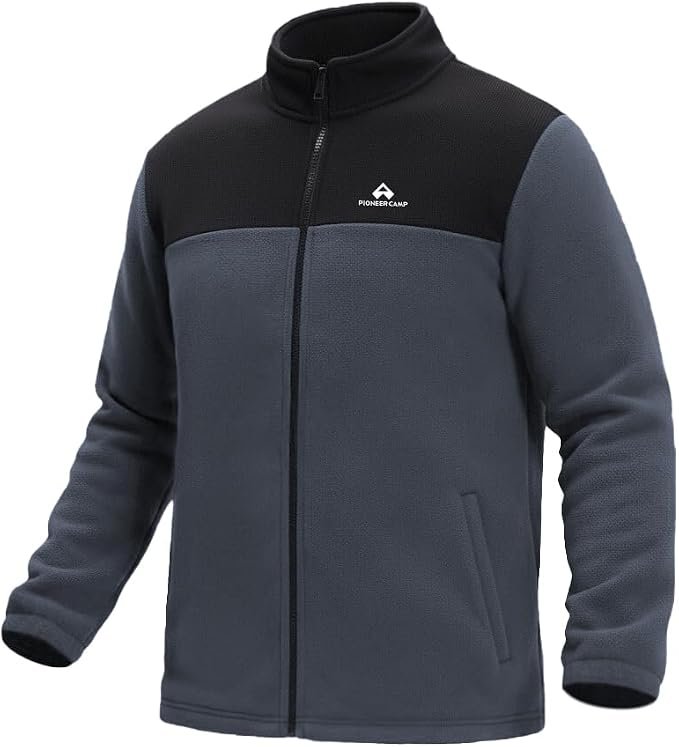 No notes, just Jacket — Pioneer Camp Men's Polar Fleece Jacket Full Zip Heavyweight 400GSM Hiking