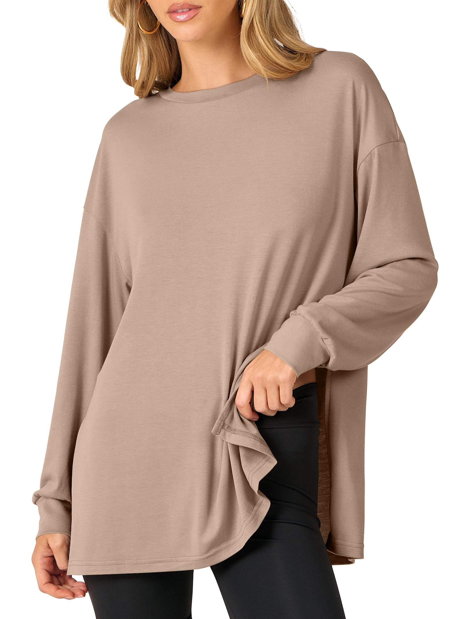 A at-home fit check starring Shirt — Anrabess Women Oversized Tunic Top Fall Long Sleeve Shirts