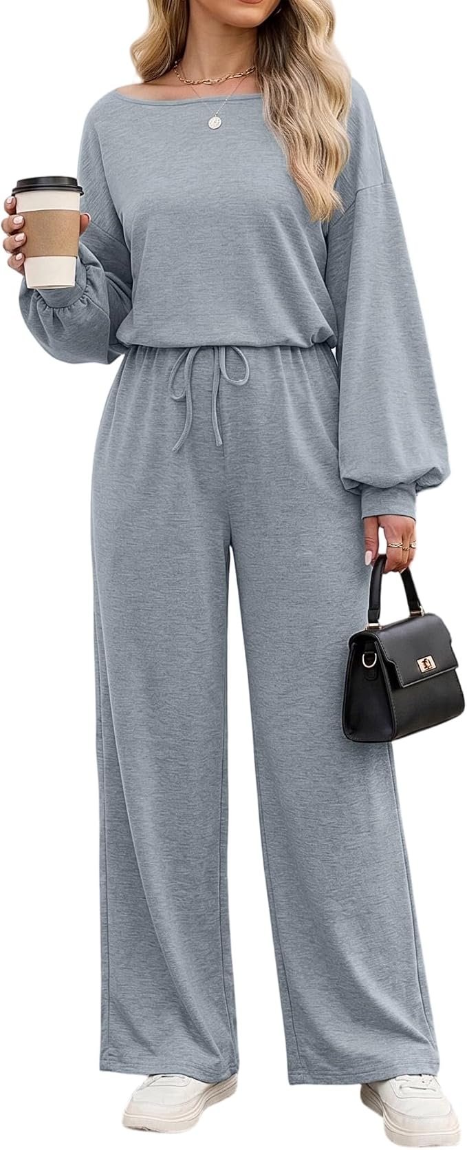 Small plans, strong opinion from Wide-Leg Dress — Gamiss Women's Wide Leg Jumpsuit, Long Sleeve One Piece with Drawstring Waist