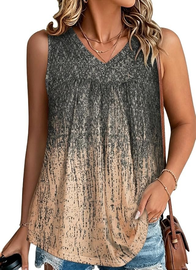 Small plans, strong opinion from Tank Top — Rosemia Womens Tank Tops Sleeveless Summer V Neck T Shirts Loose Fit Tunic Blouses
