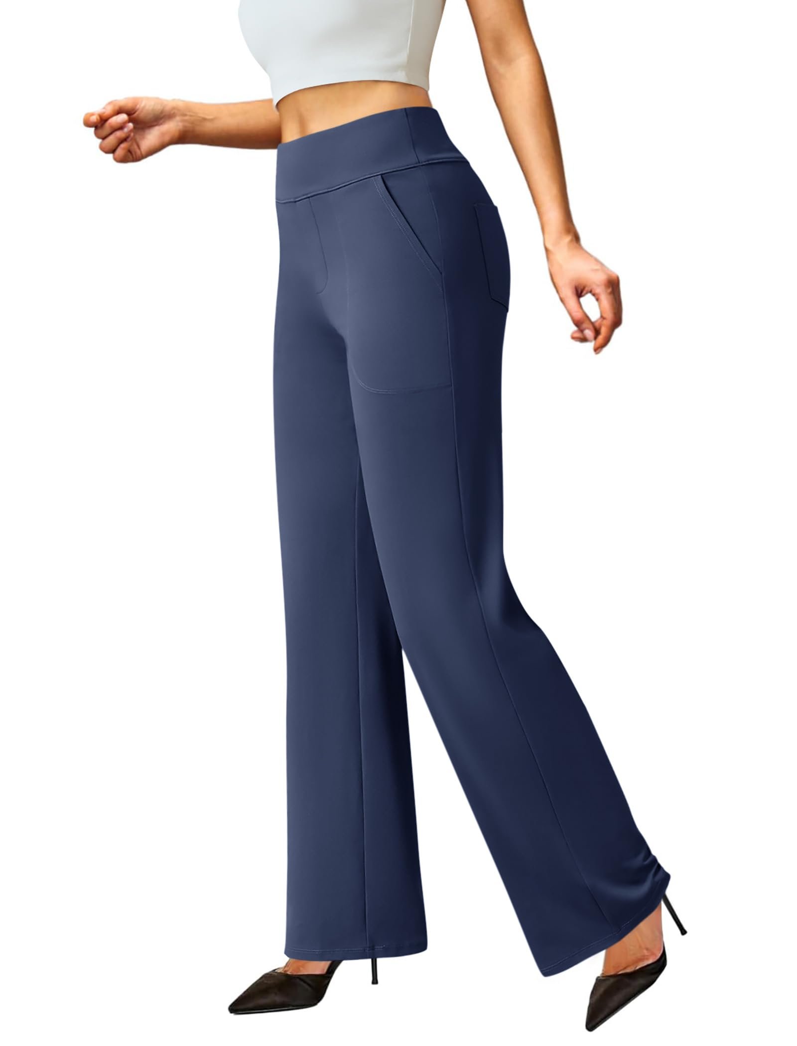 Cloudy with a chance of Cropped Tank Top — FireSwan Womens Wide Leg Dress Pants Casual Stretchy Pull On Work Slacks