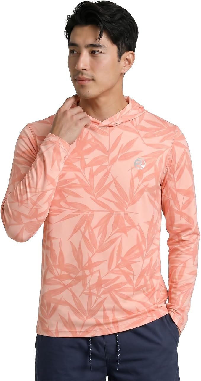 The schedule said casual; Hooded Hoodie heard camera-ready — Reel Life UV Long Sleeve Hoodie – Jax Beach Mens Long Sleeve Sun Protection Shirts with Hood