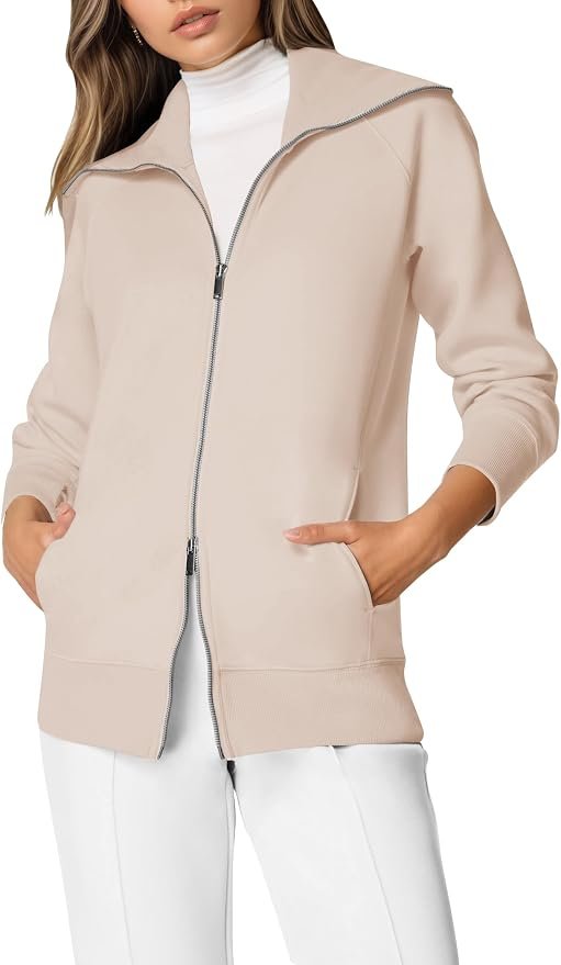 Zipper up, pockets loaded, day pending — Cocomarts Womens Crewneck Sweatshirts Zip Up Hoodies Casual Jacket with Pockets 2026 Fall Winter Fahsion Outfits Clothes