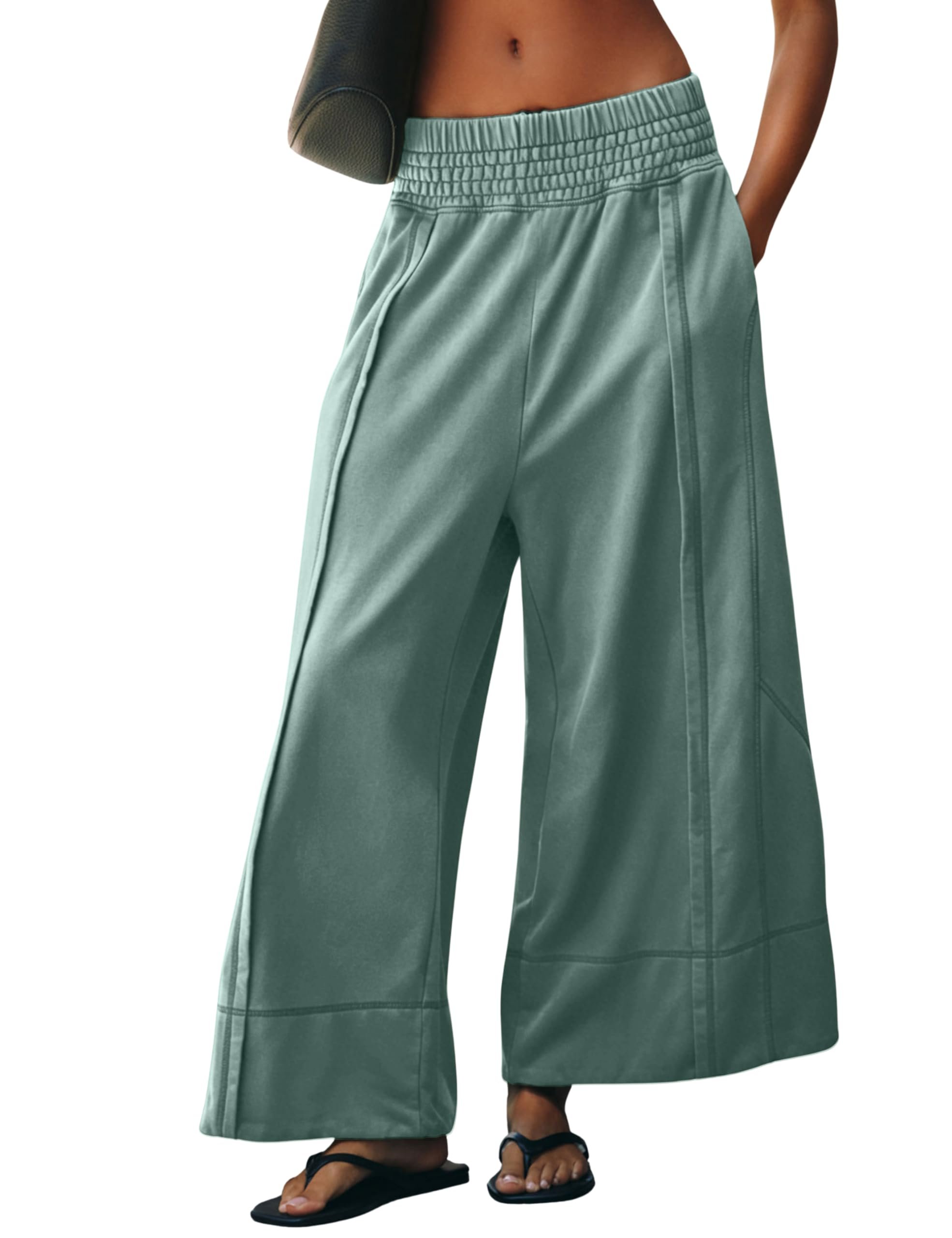 High pressure, low-effort Off-The-Shoulder Shirt — Tanming Womens Wide Leg Pants Daily Lounge Palazzo Sweatpant