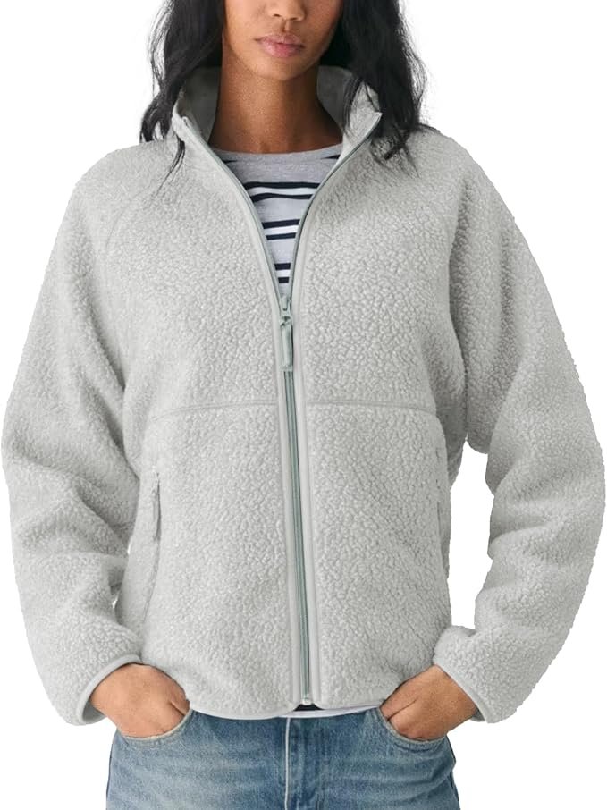 Jacket under the sunset sky — Hixiaohe Fuzzy Fleece Jacket Women Full Zip Fall Winter Sherpa Warm Coats