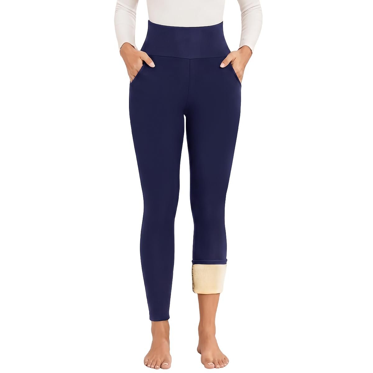 Building today's look from Sweatshirt outward — Mincib Women's Fleece Lined Leggings Thermal Warm Winter Leggings High Waisted Tummy Control Jogger Yoga Pants with Pockets