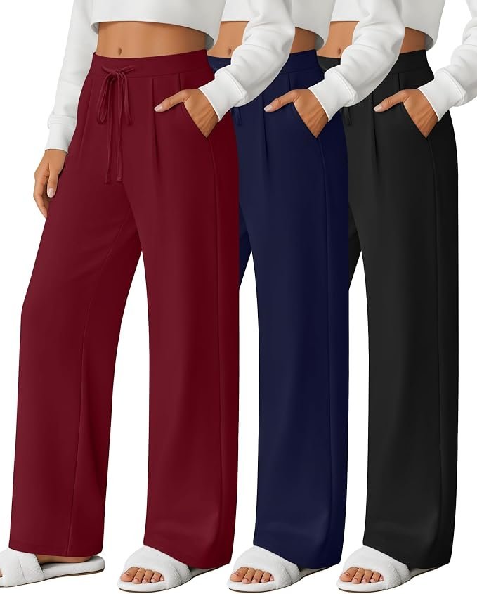 A quick cameo from Sweatshirt — Spshodow 3 Pack Women's Wide Leg Lounge Pants High Waisted Yoga Sweatpants with Pockets Casual Loose Palazzo Pants