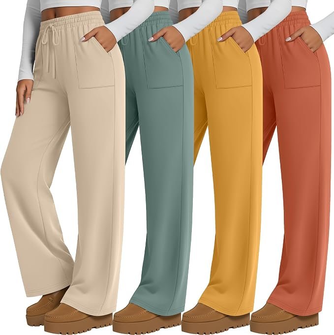 The golden-hour outfit that began with Top — Spshodow 4-Pack Women's Wide Leg Lounge Pants, High Waist Soft Yoga Sweatpants with Pockets