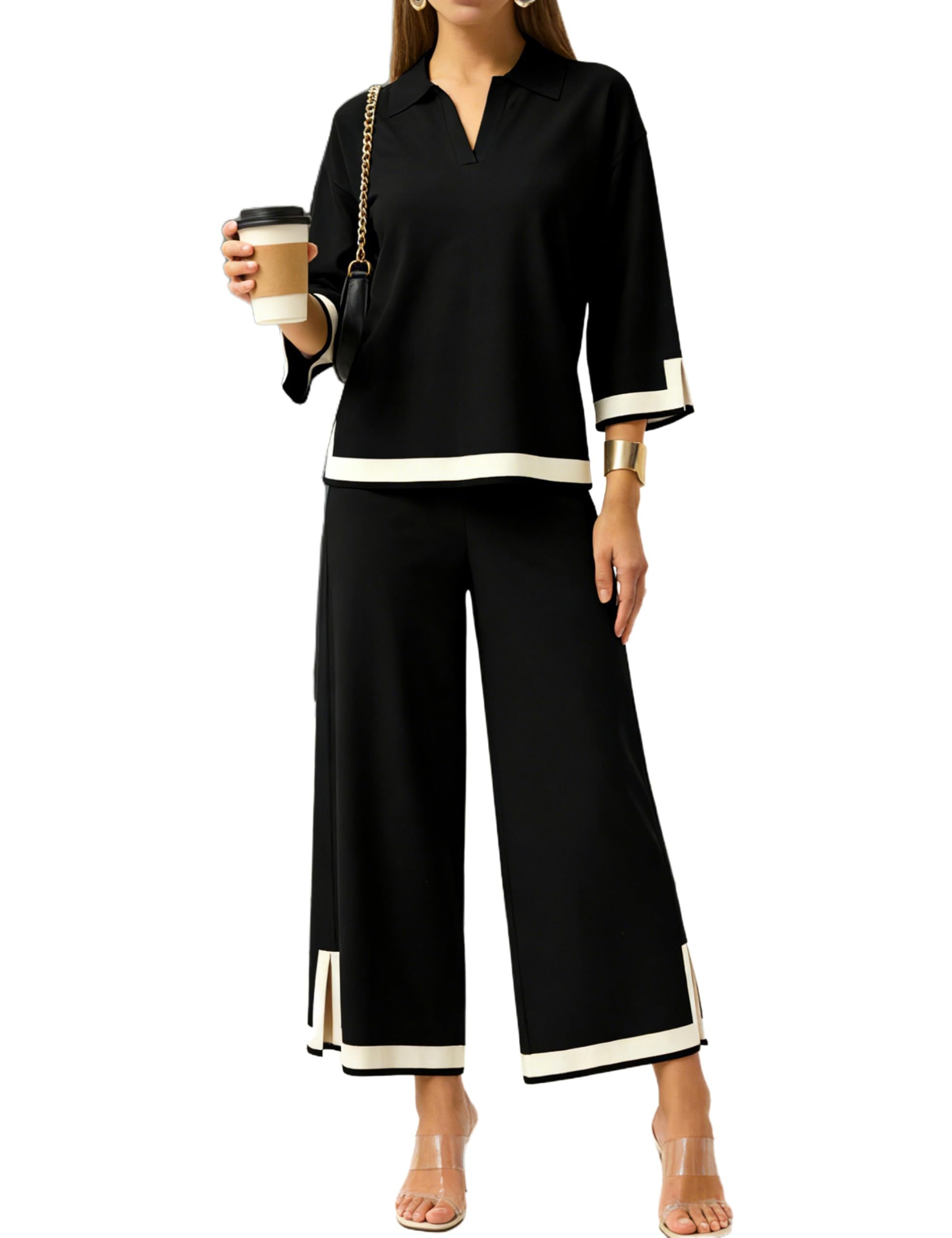 Sun out, 2 Piece 3/4 Sleeve Sweater on — Tanming Womens 2 Piece Outfits 3/4 Sleeve Sweater Lounge Sets