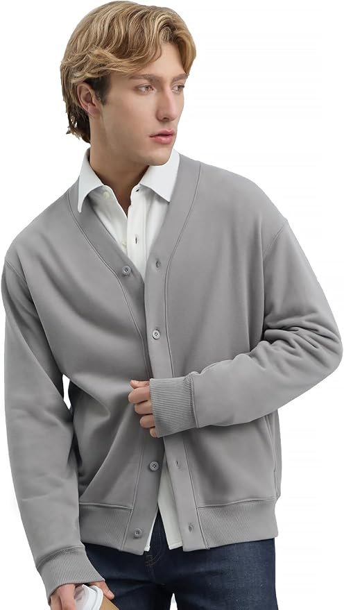 Sweatshirt and Pants made getting dressed suspiciously easy — Mega Tshop Button Up Cardigan Midweight French Terry 10.6 oz. Cotton Blend Fall Casual Sweatshirt for Men Women Unisex