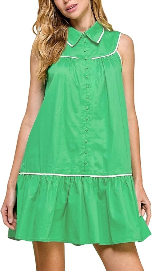 I wore Shorts; the day developed a personality — Cufezn Women's Summer Mini Dress Casual Button Up Sleeveless Short Sundress