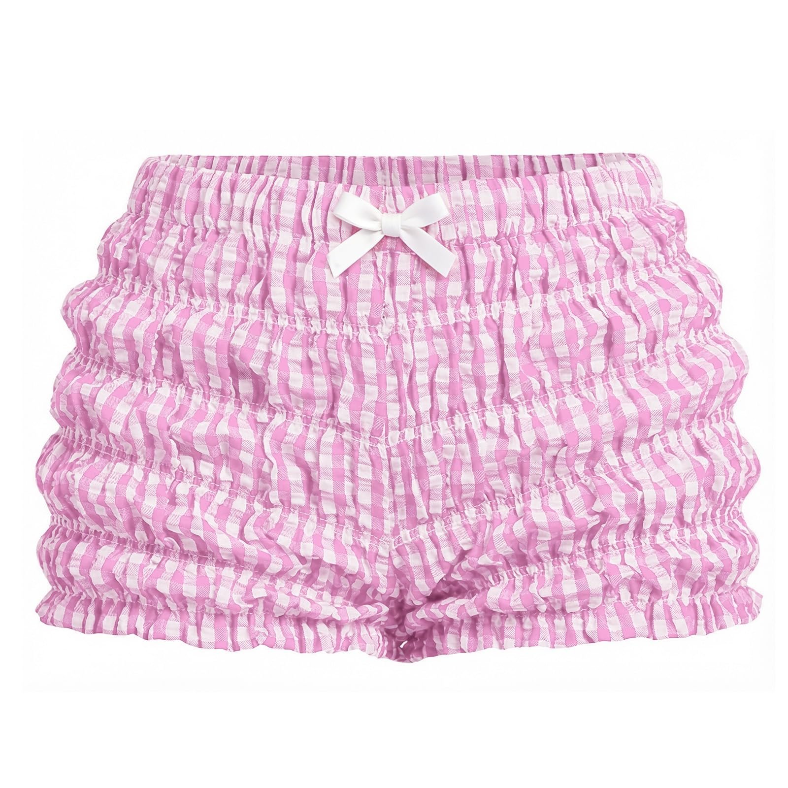 Jacket made a regular day look interesting — Waist Wow Women's Ruffle Shorts Plaid Casual Mini Shorts Lace Bloomers Elastic Waist Frill Bottoms Gingham Micro Boyshorts