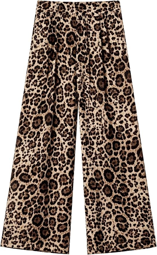 Shirt came ready for the group chat — Cufezn Womens Wide Leg Pants Summer Palazzo Flowy Pants with Pocket Elastic
