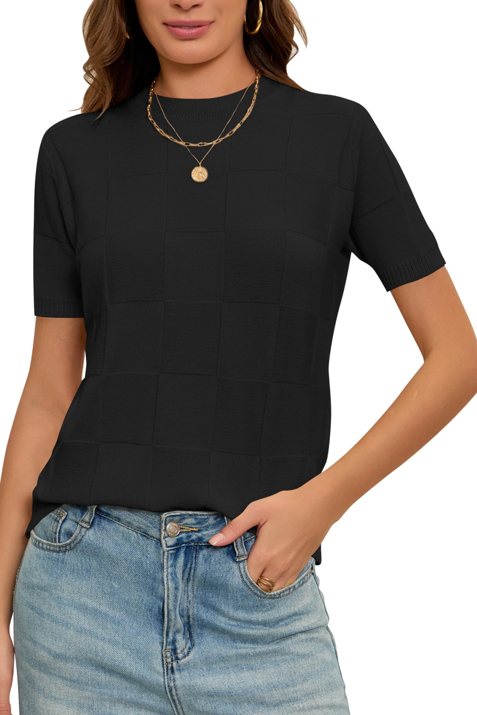 Shorts is sew ready — Cakulo Women's Short Sleeve Summer Sweater Knit Tops