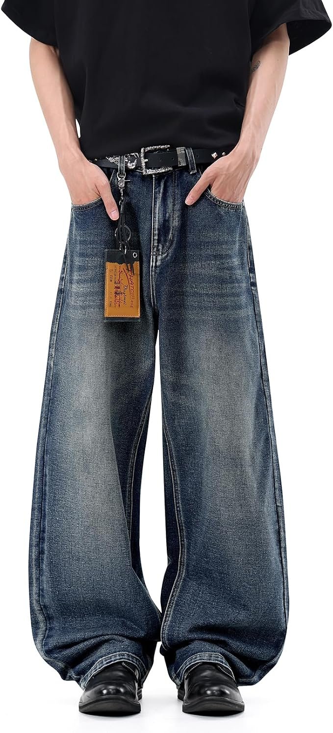 Fluorescent light, useful sweater — Rawspoke Mens Baggy Jeans Women Wide Leg Y2K Loose Fit Denim Pants