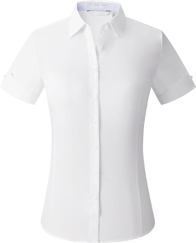 Weather report: Shorts remains in rotation — Esabel.C Womens Button Down Dress Shirts Short Sleeve Work Office Blouse